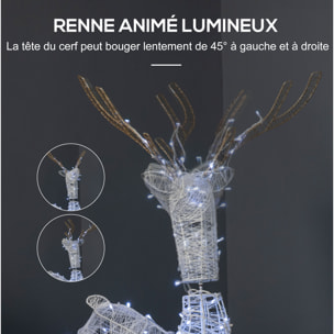 Déco renne de Noël lumineux - Silhouette renne lumineux - décoration LED extérieure de Noël - 92 LED blanc froid