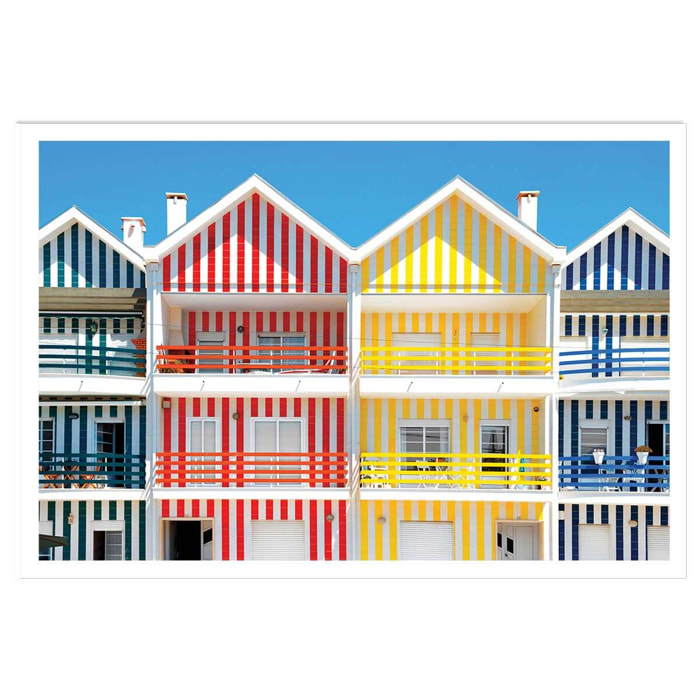 Affiche welcometoportugal houses of striped colors Affiche seule