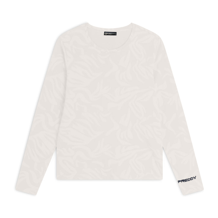 T-shirt donna comfort fit manica lunga con stampa floreale