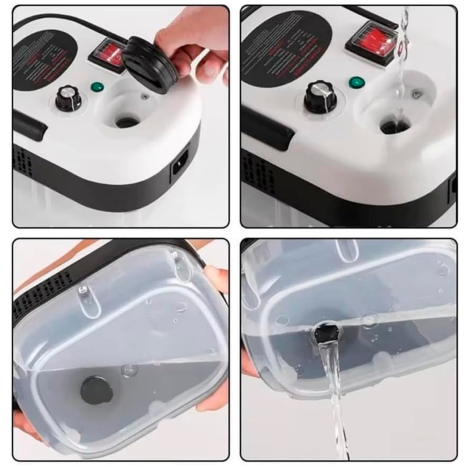 Limpiador de vapor de 2500W con vapor a 105°C y 3 bares de presión. Depósito de 900 ml con 6 niveles de vapor. Incluye 7 cabezales.