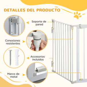 Barrera para Perros Plegable Valla para Mascotas de 3 Paneles con Cierre Inteligente Barrera de Seguridad para Escalera Pasillo 180x74,5 cm Blanco