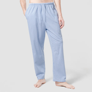 Pigiama lungo in cotone con righe blu navy