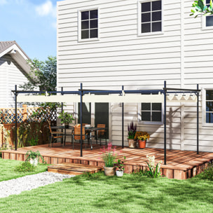 Pérgola con Techo Retráctil Pérgola de Aluminio 6x3 m Cenador con Tela de Poliéster Anti-UV Resistente al Agua Pabellón para Jardín Patio Terraza Exterior Crema