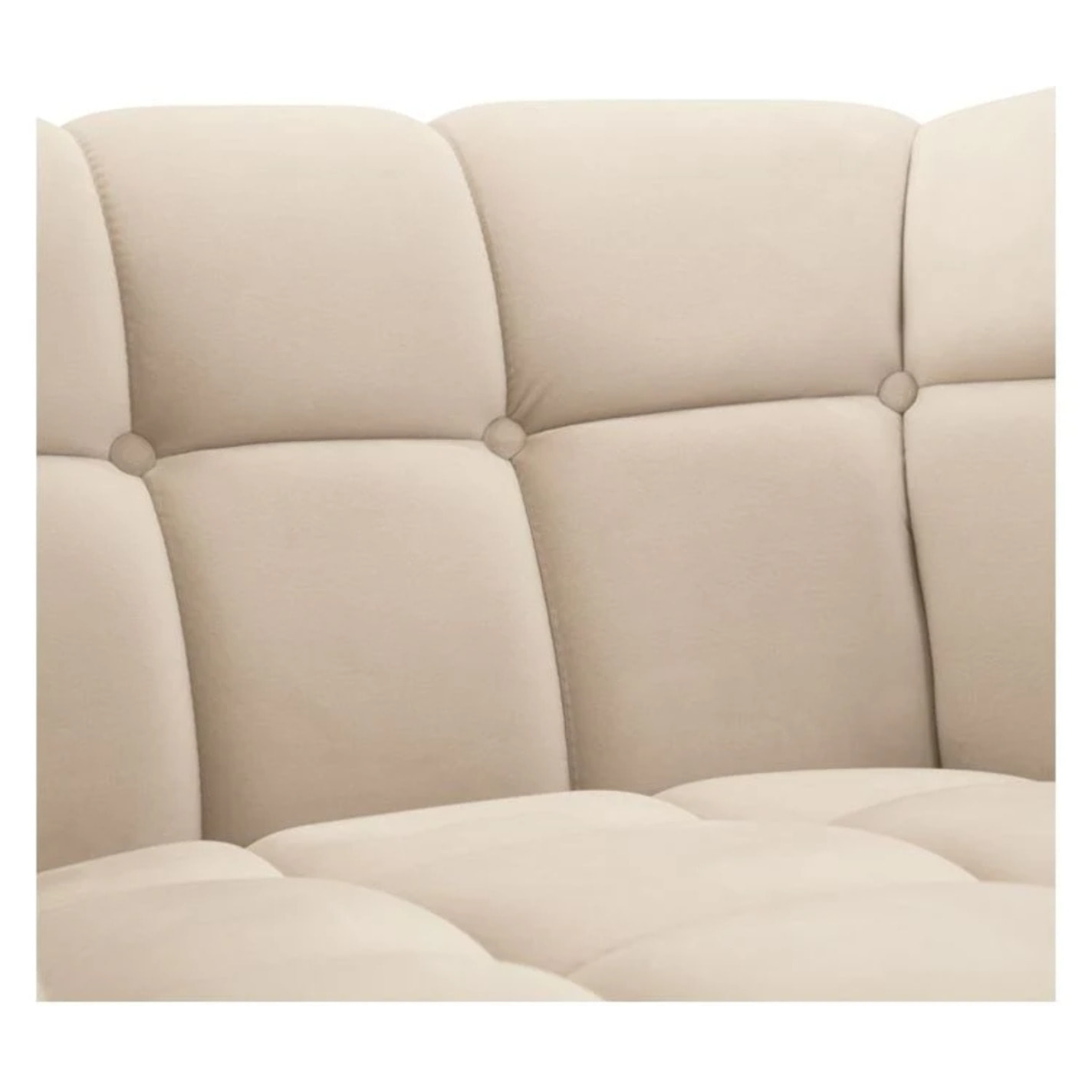 Fauteuil en velours beige capitonné - Mona