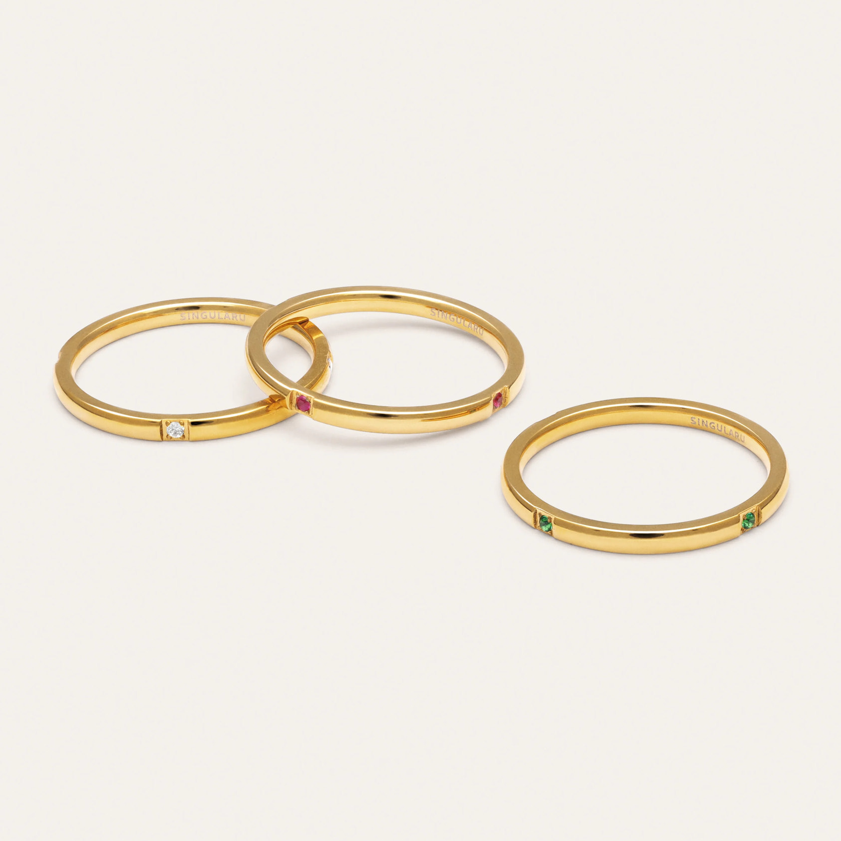Pack 3 Anillos Palmar Colors Acero Baño Oro