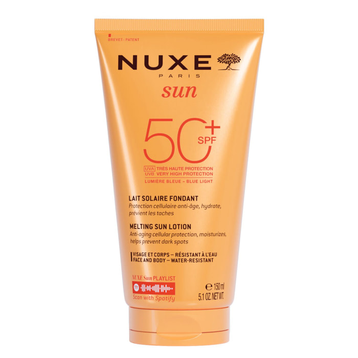 Nuxe Sun  - Lait Solaire Fondant Haute Protection SPF50 - Visage et Corps - Tous types de peaux - 150ml