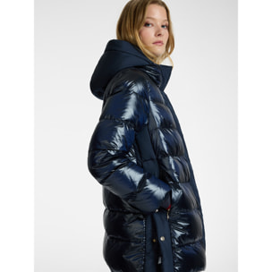 Elena Mirò - Piumino con cappuccio - Blu