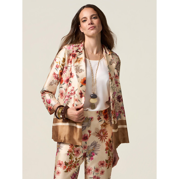 Oltre - Chaqueta de satén estampada - Beige