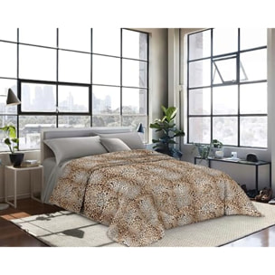 INTRECCI Piumino Una Piazza e Mezza, 220x260cm, Piumino Ecologico, Caldo, Invernale, 410 g/m², Anallergico e Antiacaro, Made in Italy, Lavabile in Lavatrice, Soffice, Morbido. Fantasia: Leopard