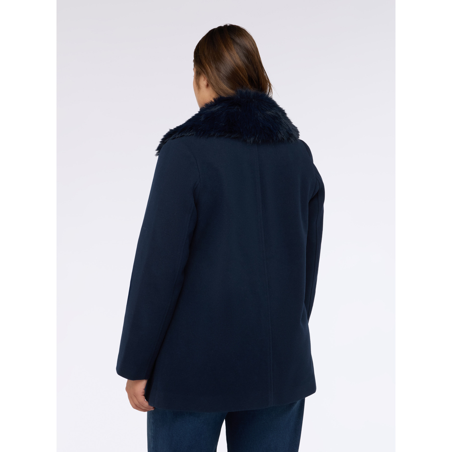 Fiorella Rubino - Cappotto con collo removibile in peluches - Blu