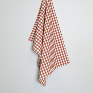 Torchon de cuisine en coton motif vichy - Terracotta
