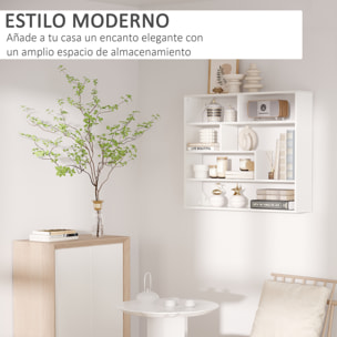 HOMCOM Estantería de Pared de 4 Niveles Balda Flotante con 7 Compartimientos Abiertos para Salón Dormitorio Oficina Estilo Moderno 94x19,5x80 cm Blanco