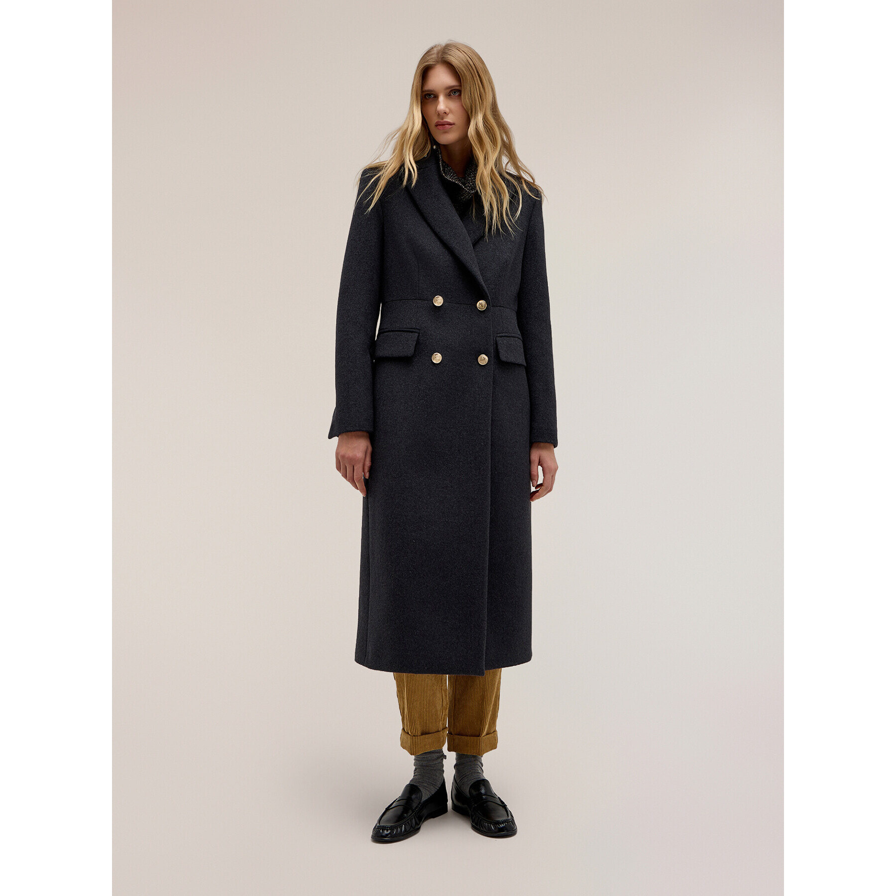 Motivi - Cappotto doppiopetto in panno misto lana - Grigio