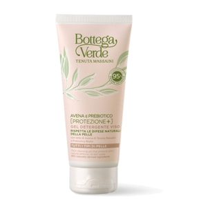 Bottega Verde, Avena e Prebiotico [Protezione+] - Gel detergente viso - rispetta le difese naturali della pelle - protettivo, lenitivo, idratante - con latte di Avena di Tenuta Massaini e Prebiotico Biolin (100 ml) - tutti i tipi di pelle