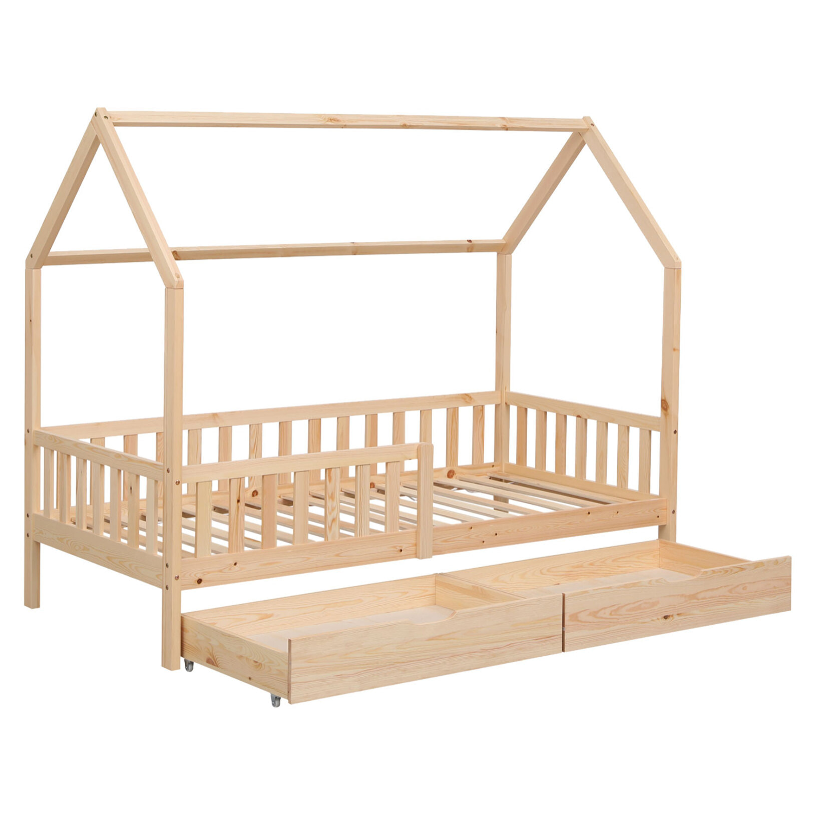 Lit cabane pour enfant 190x90cm en bois avec tiroirs MARCEAU
