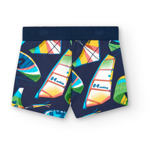 Bermudas estampadas bebÃ© niÃ±o, felpa, azul marino, 308090