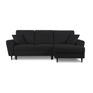 Canapé d'angle droit convertible avec coffre de rangement "Kyoto" 4 places en bouclé noir