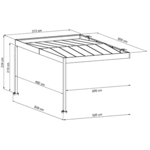 Carport adossé aluminium Blanc Trigano - LIBECCIO WALL - 16 m²