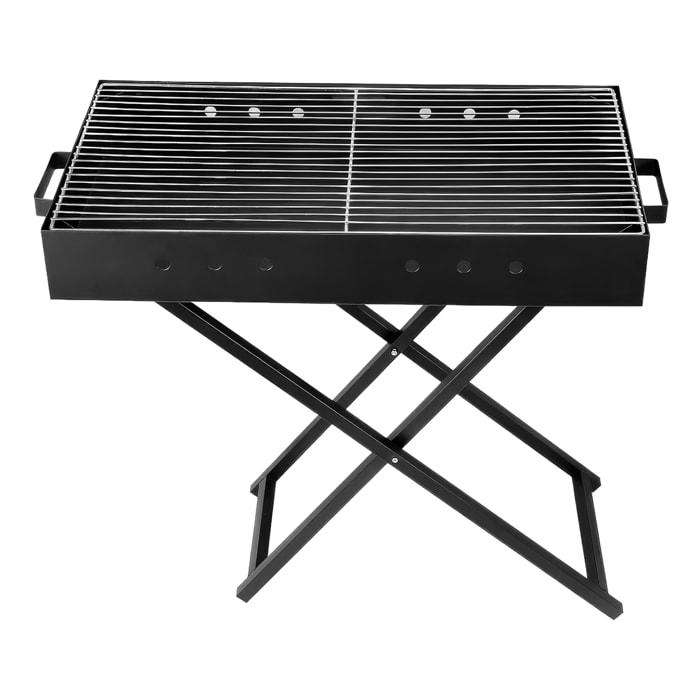 Barbacoa portátil de carbón YF-3090 con doble altura, amplia superficie de cocción y ventilación optimizada para una cocción uniforme.