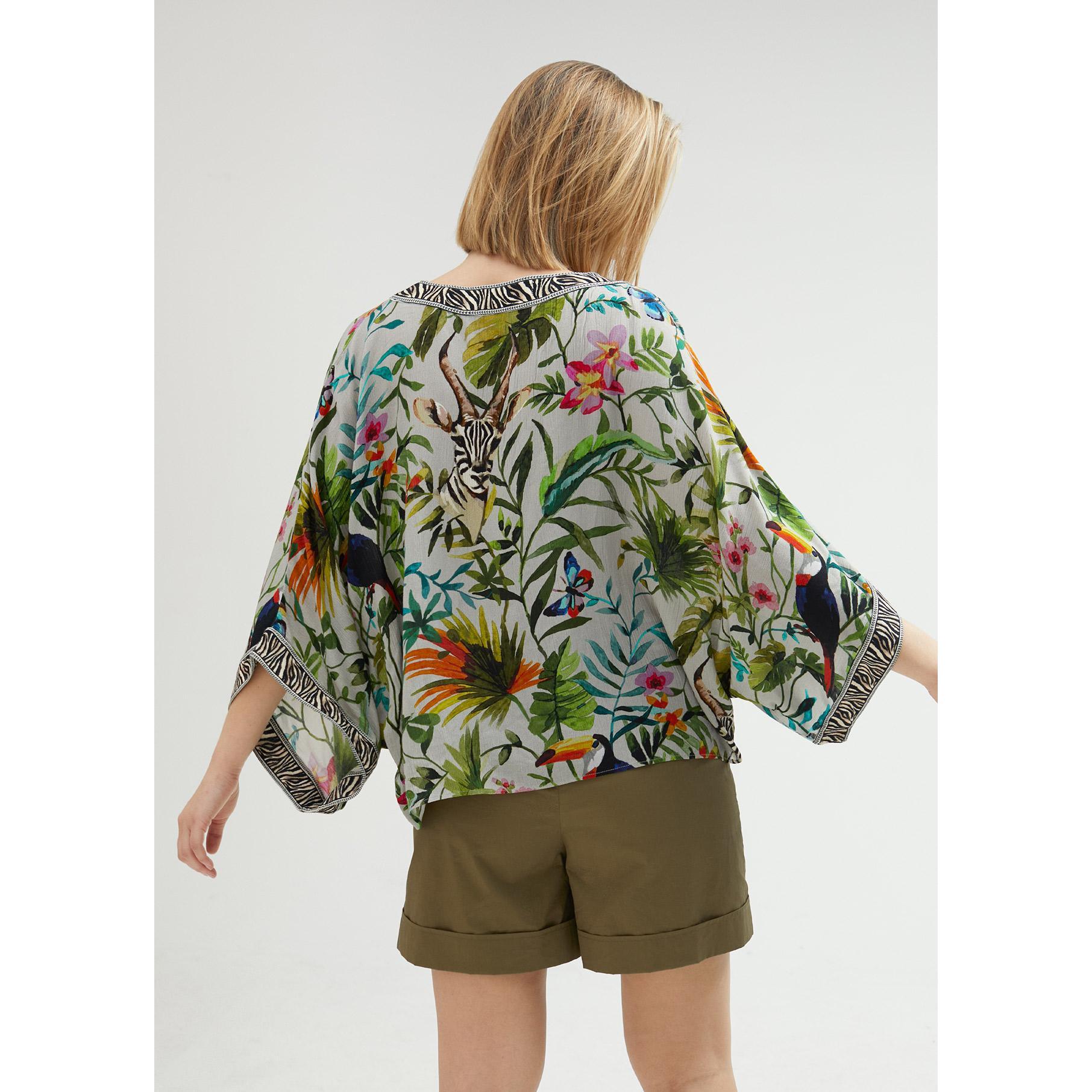 Top lungo aperto stampa jungle