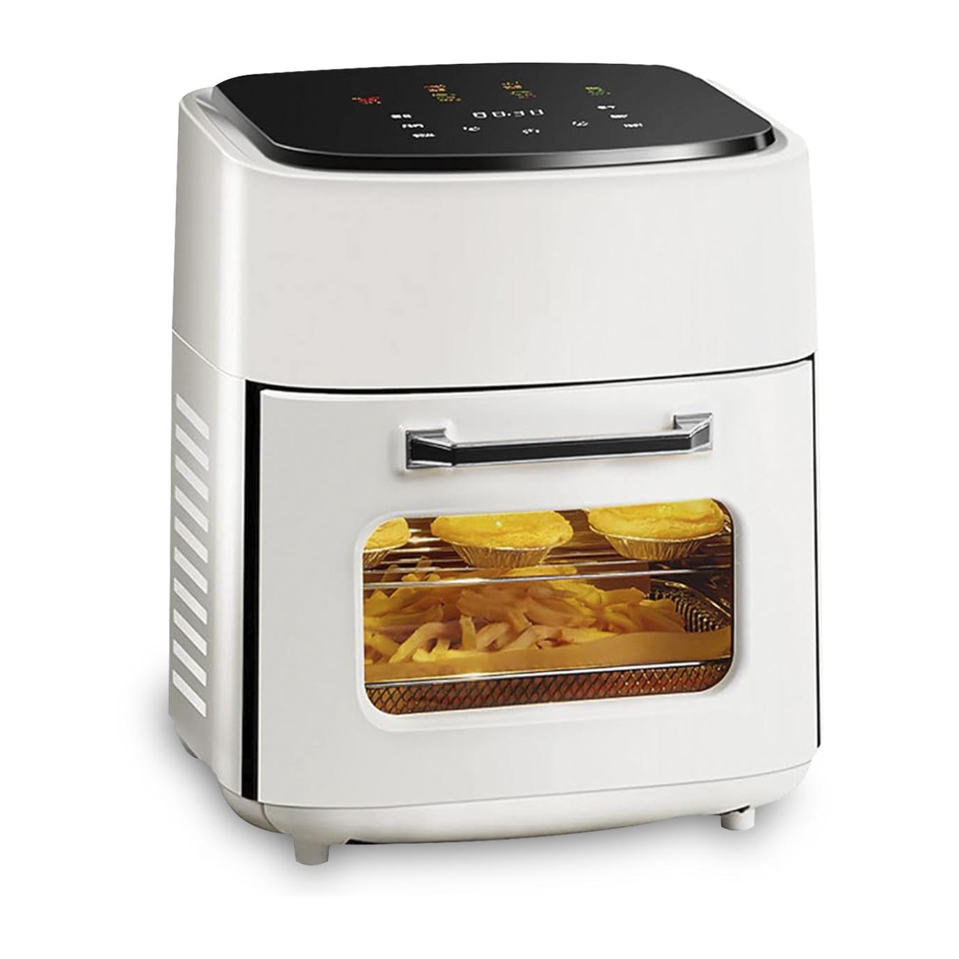 Friggitrice ad aria 2 in 1 con forno. 15 litri, 1800 W. Pannello touch, riscaldamento 3D, griglia antiaderente in acciaio inox.