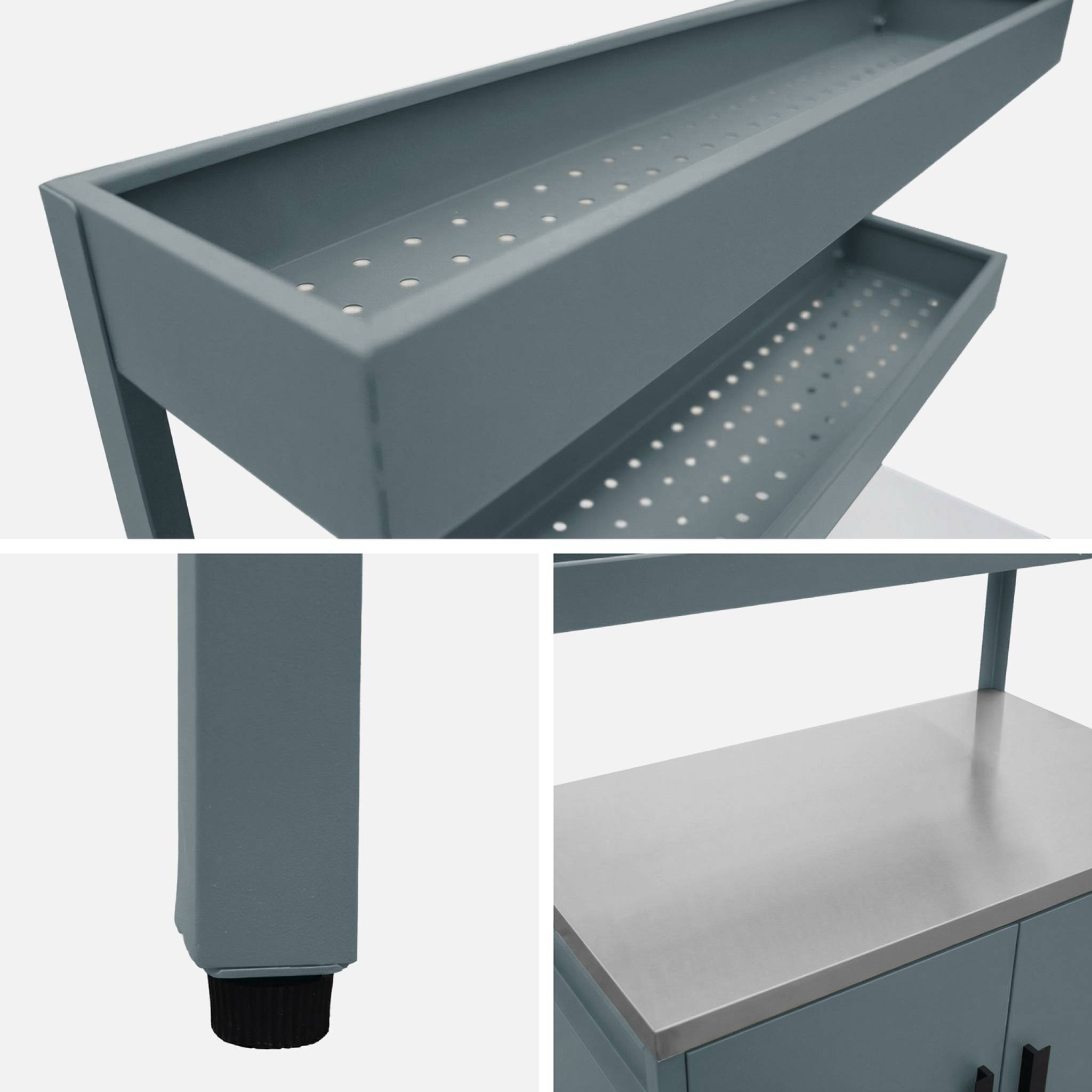 Cuisine extérieure acier 2 étagères suspendues 2 portes L80cm NAXOS