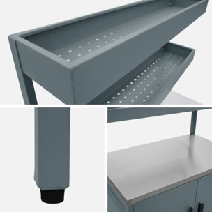 Cuisine extérieure acier 2 étagères suspendues 2 portes L80cm NAXOS