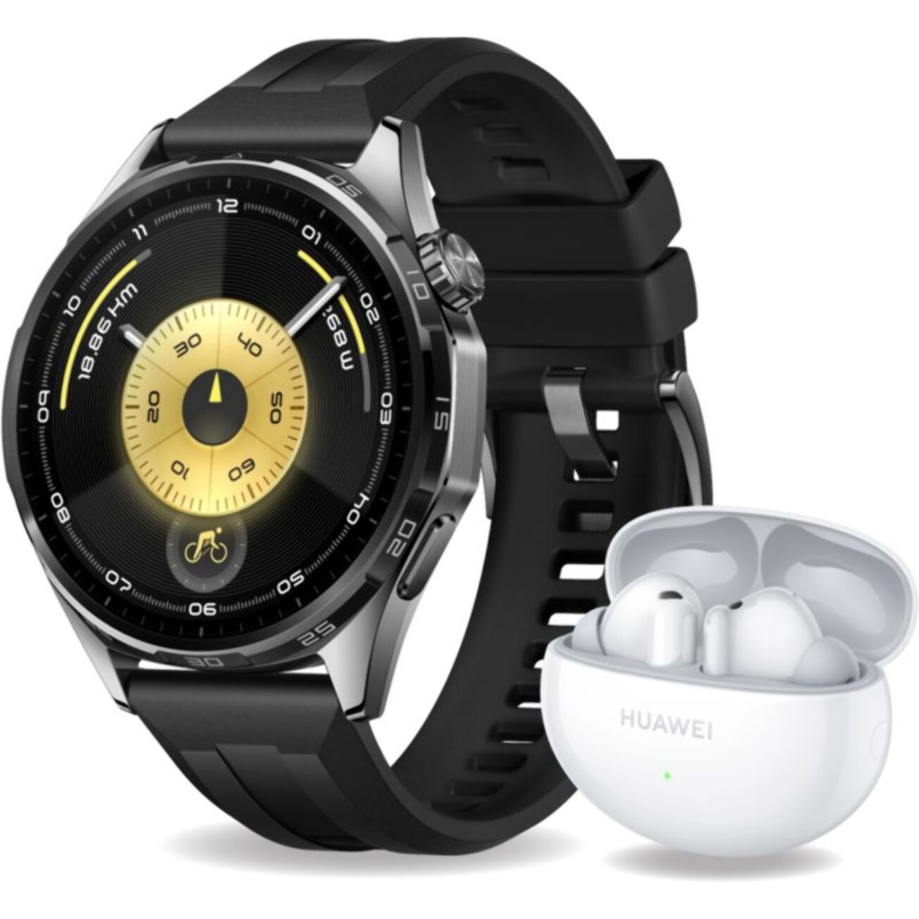 Montre connectée HUAWEI Pack Watch GT6 46mm Noir+FreeBuds6I Blanc
