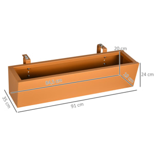 Jardinera Colgante de Acero Maceta Rectangular Colgante con 2 Ganchos Ajustables y 2 Orificios de Drenaje para Balcón Jardín Patio 91x35x24 cm Marrón