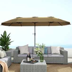 Sombrilla Doble 4x2,2 m Sombrilla Terraza Exterior con Manivela Manual Impermeable y Protección UV30+ Parasol Grande para Terraza Playa Piscina Café