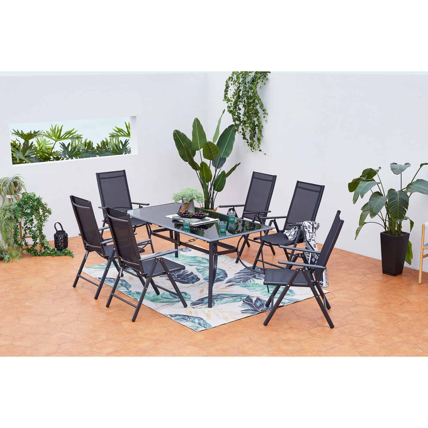 Table de jardin et 6 chaises en aluminium BARATHE