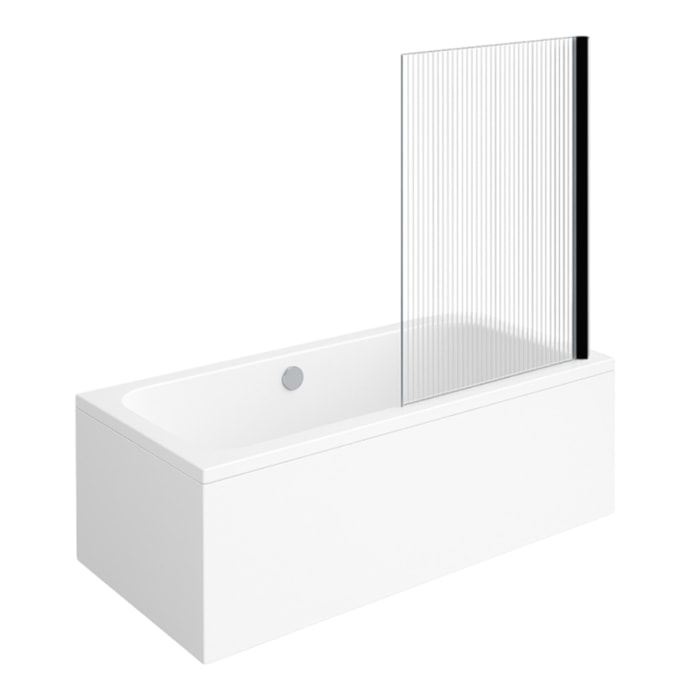Baignoire droite VILLEROY & BOCH Architectura acrylique 180 x 80 cm  + Pare bain droite AURYS Raywall Noir mat