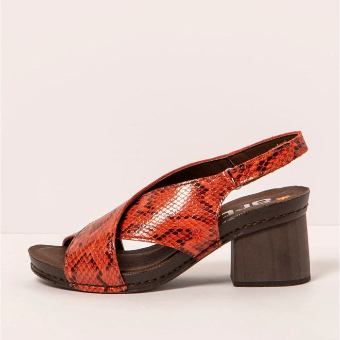 Sandalias con tacón 1878 SNAKE TEJA/ I WISH color Teja