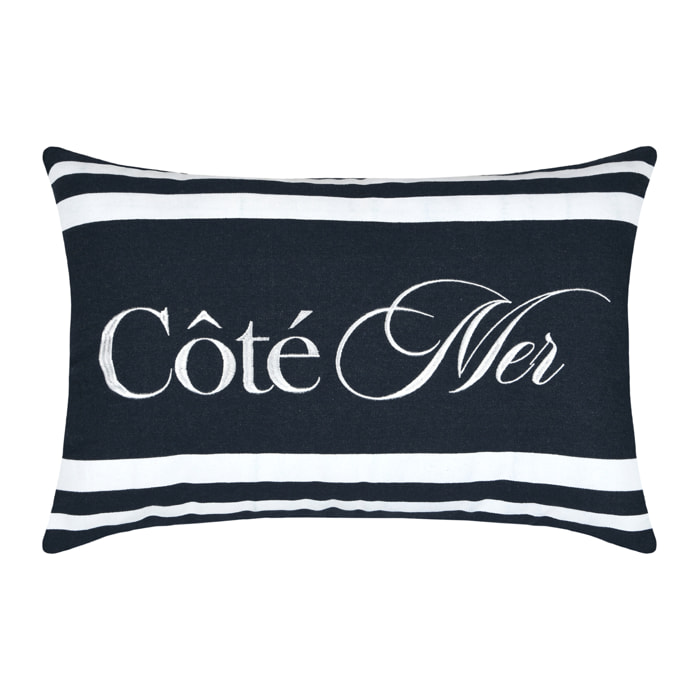 Coussin polycoton Côté Mer - Bleu Marine