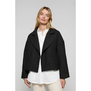 Abrigo corto Lona negro cruzado abotonado y detalles Polo Club