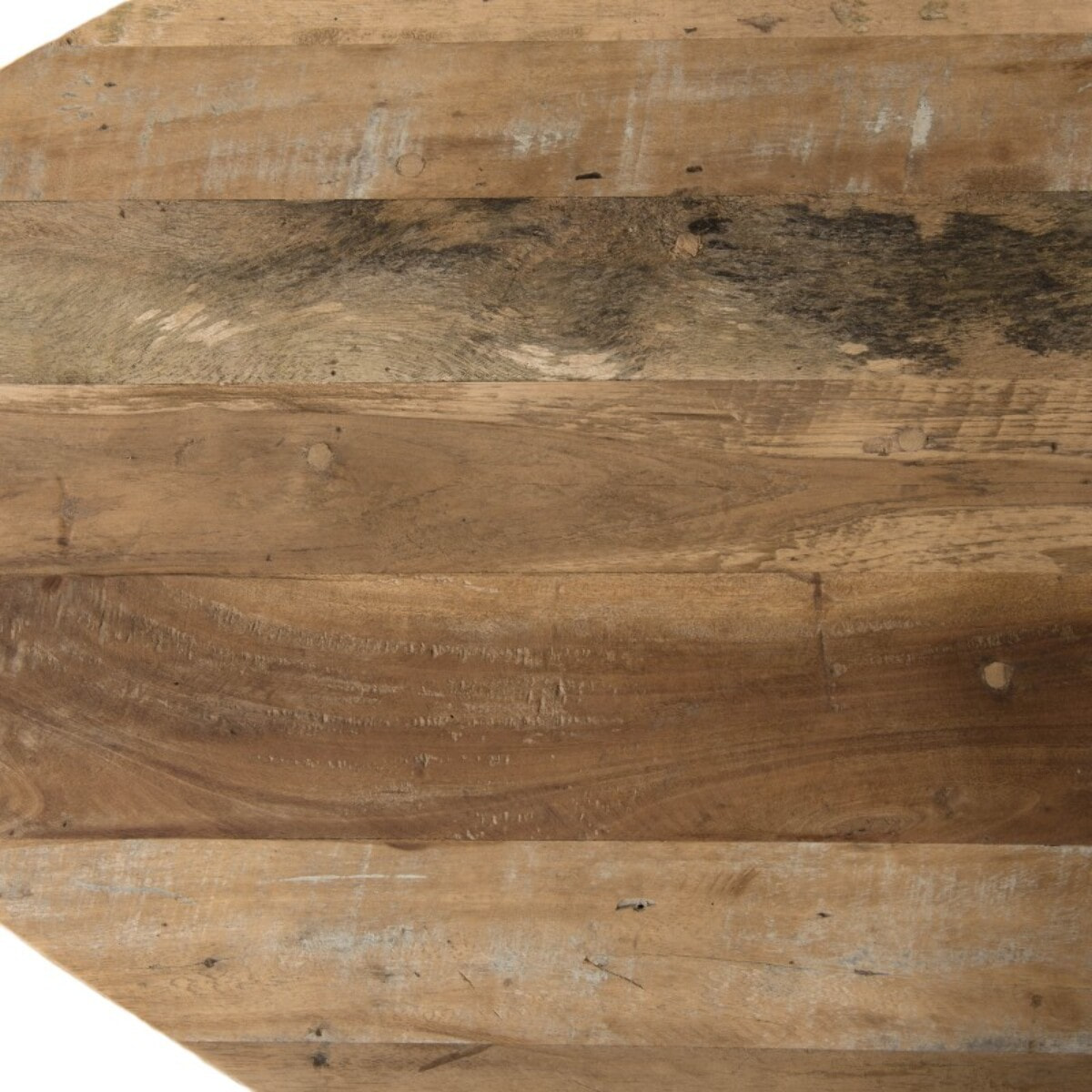 SIXTINE - Table basse bois ovoïde Teck recyclé pieds métal