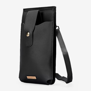 Bolso pequeño negro para móvil con billetero