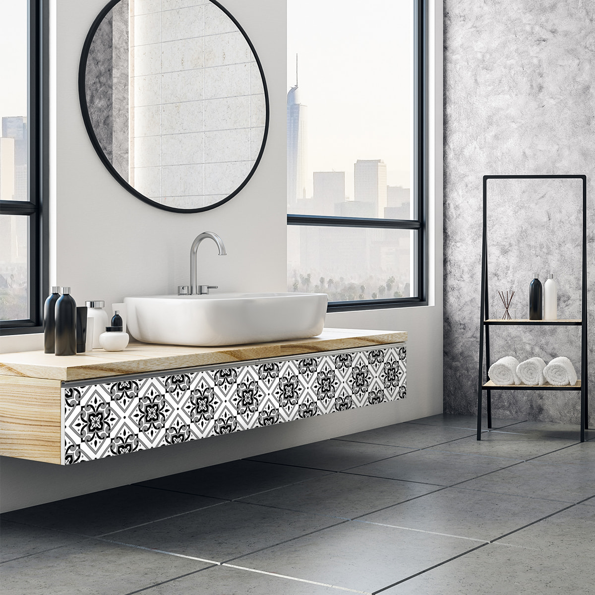 Stickers muraux - Sticker Mural Carrelage adhésif Cuisine Salle de Bain - 24 STICKERS CARRELAGES MEUBLE FRAGA