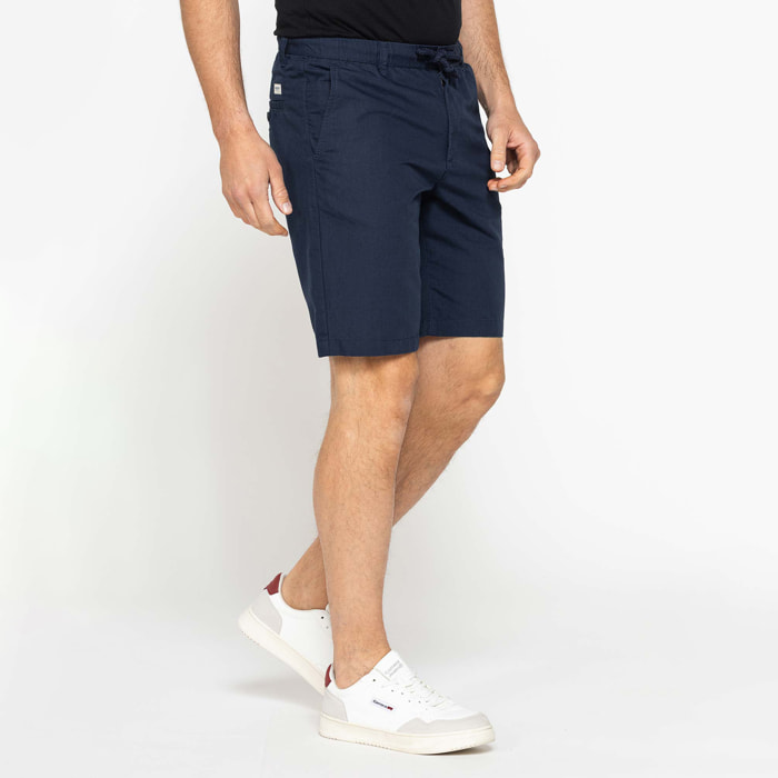 BERMUDA CHINO IN TESSUTO LINO E COTONE CON COULISSE