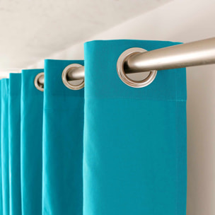 Rideau coloré en pur coton 8 œillets - Turquoise