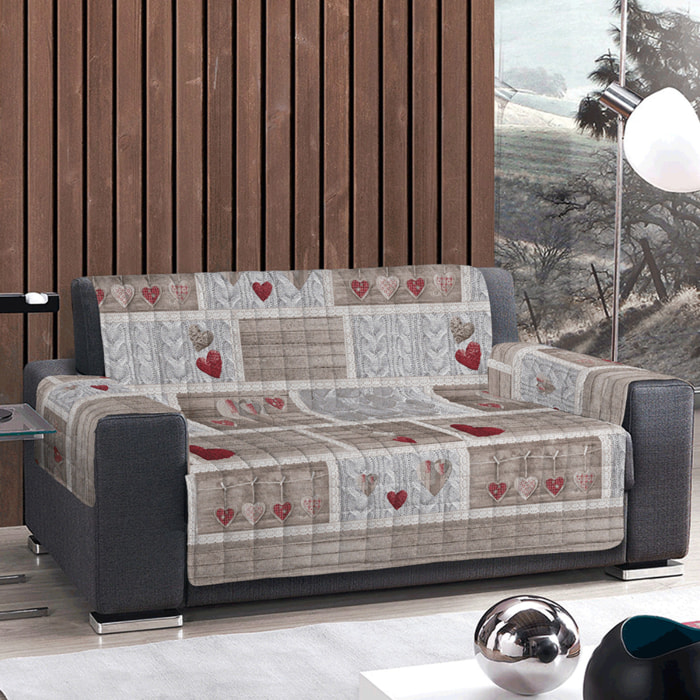 Copridivano shabby in love rosso