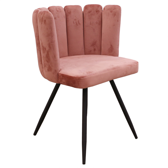 Chaise Ariel Velours Rose - Lot De 2