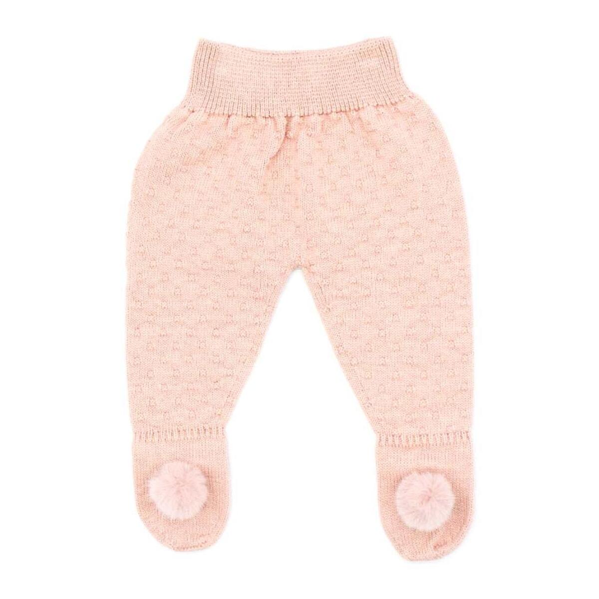 Polaina pompon beige rosa
