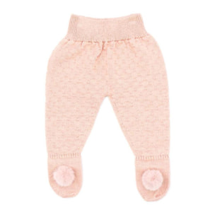 Polaina pompon beige rosa