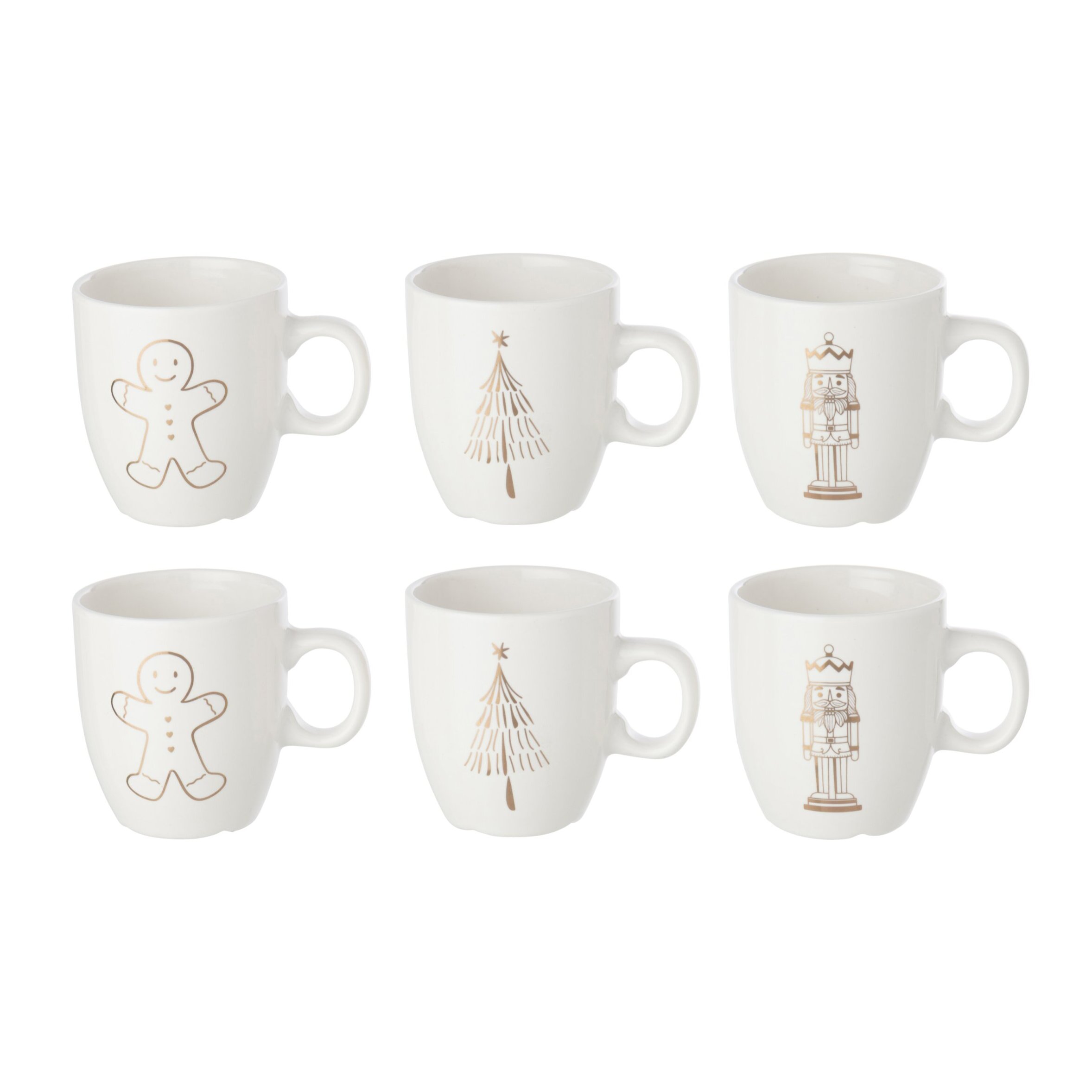 J-Line tasse Noël - porcelaine - blanc/beige - 2 boîtes de 3