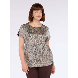 Fiorella Rubino - Camiseta bimatérica con lentejuelas - Burgundy