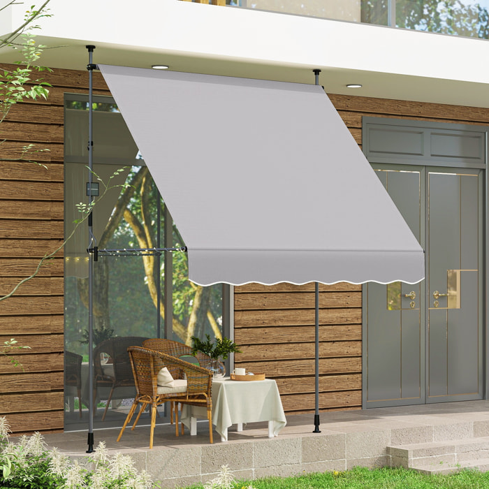 Toldo Manual Retráctil 2x1,2 m Toldo Exterior Terraza Enrollable Altura Ajustable con Manivela 210-310 cm Protección UV30+ Sin Taladro para Jardín Balcón Patio Gris