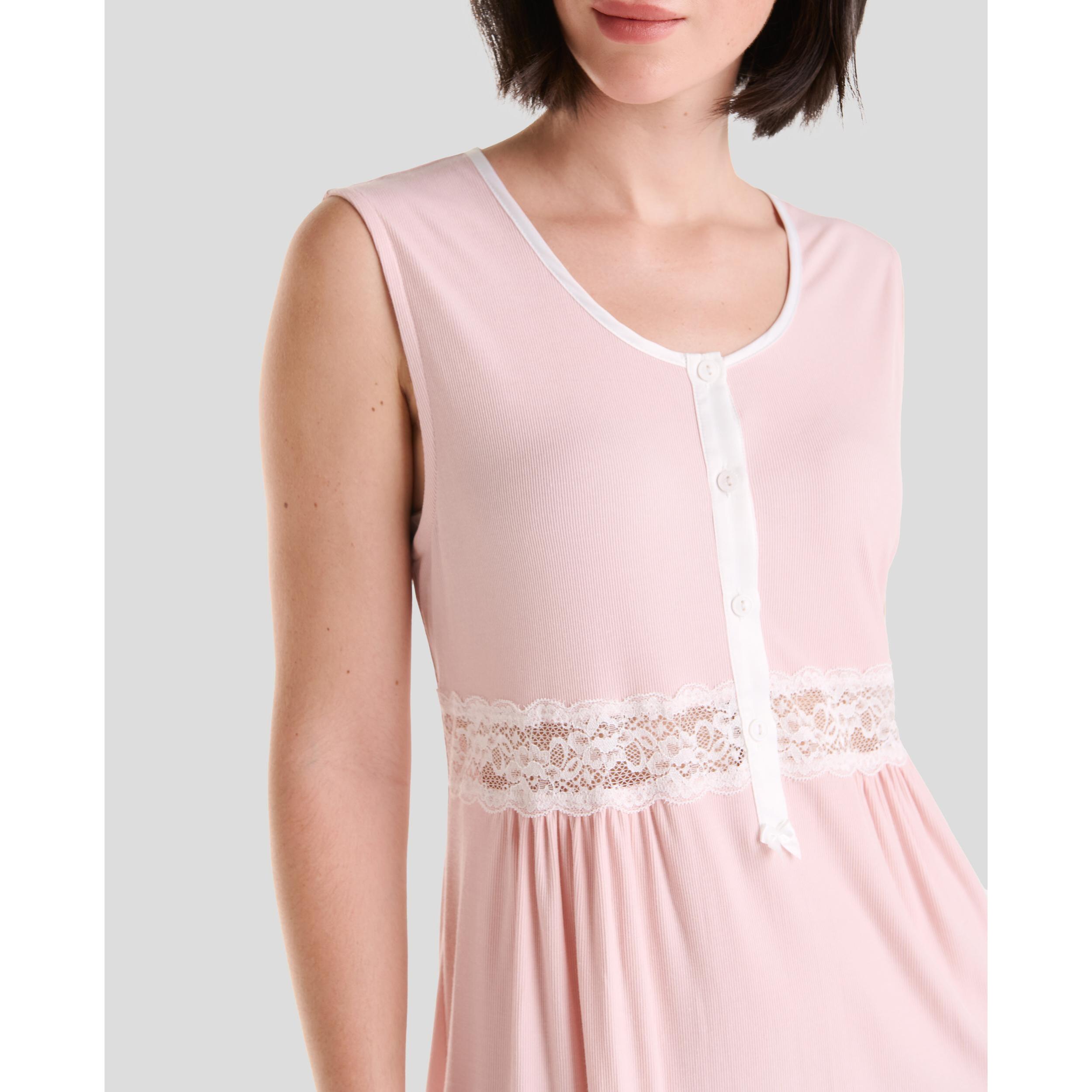Camisón corto mujer canalé con encaje cómodo