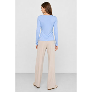 Kocca - T-shirt da donna girocollo elasticizzata a maniche lunghe Donna