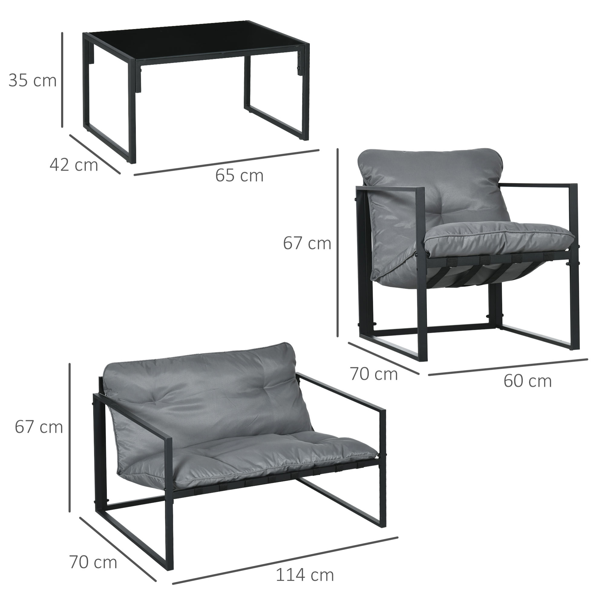 Salon de jardin 4 personnes – Ensemble complet – Table incluse